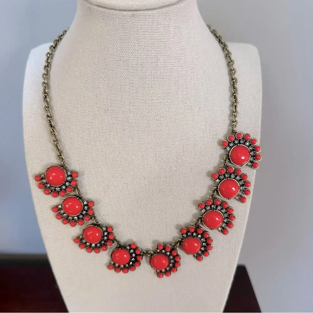 J Crew coral necklace Western Southwestern Coastal Cowgirl Costume Jewelry
